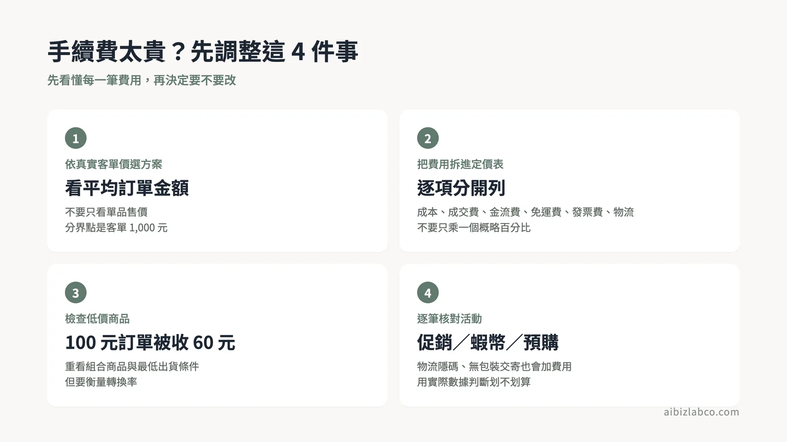 降低手續費四個做法